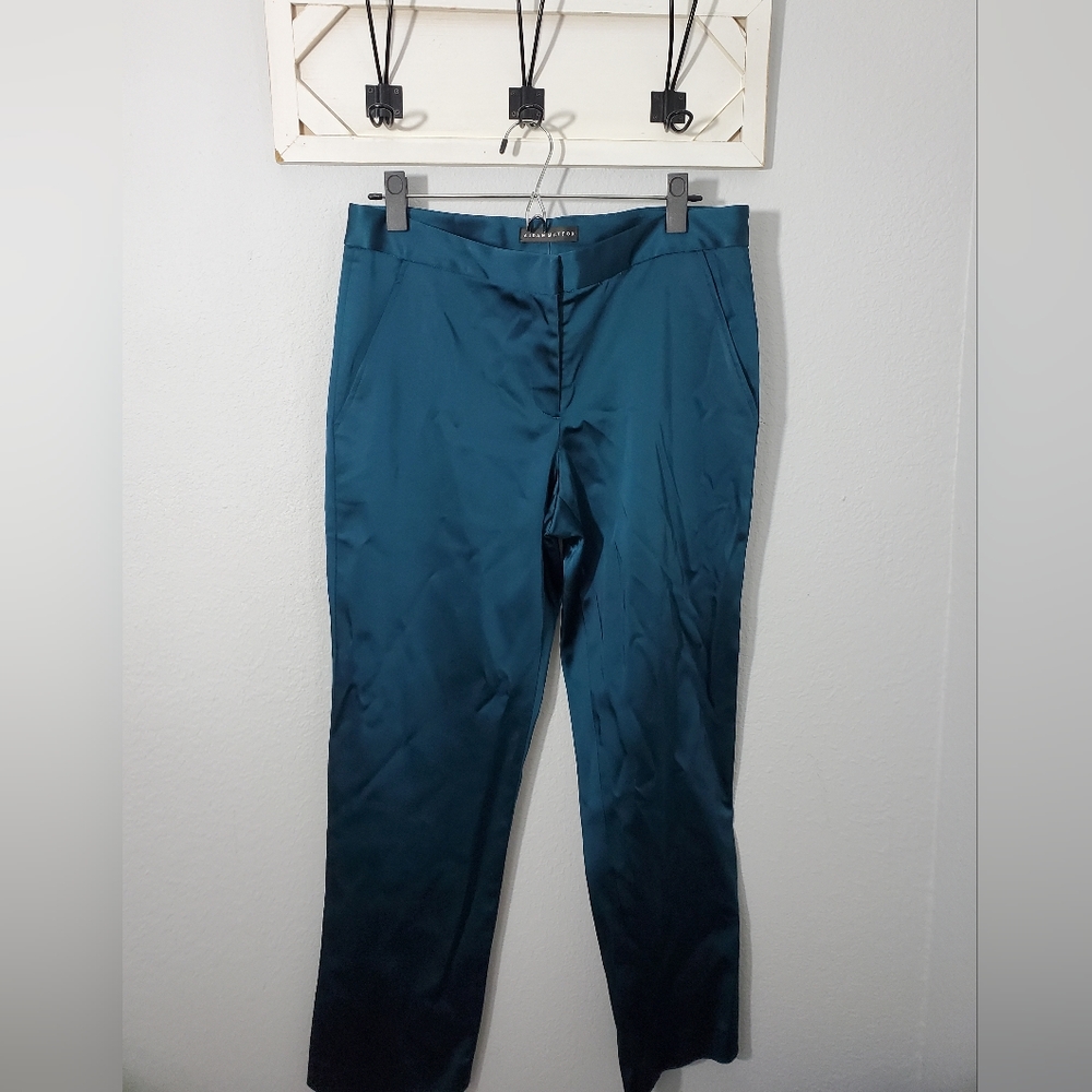 Aidan Mattox satin flat front trousers